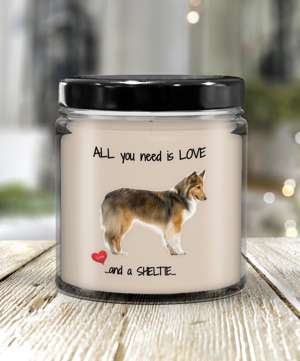 All you need is love and a Sheltie dog candle