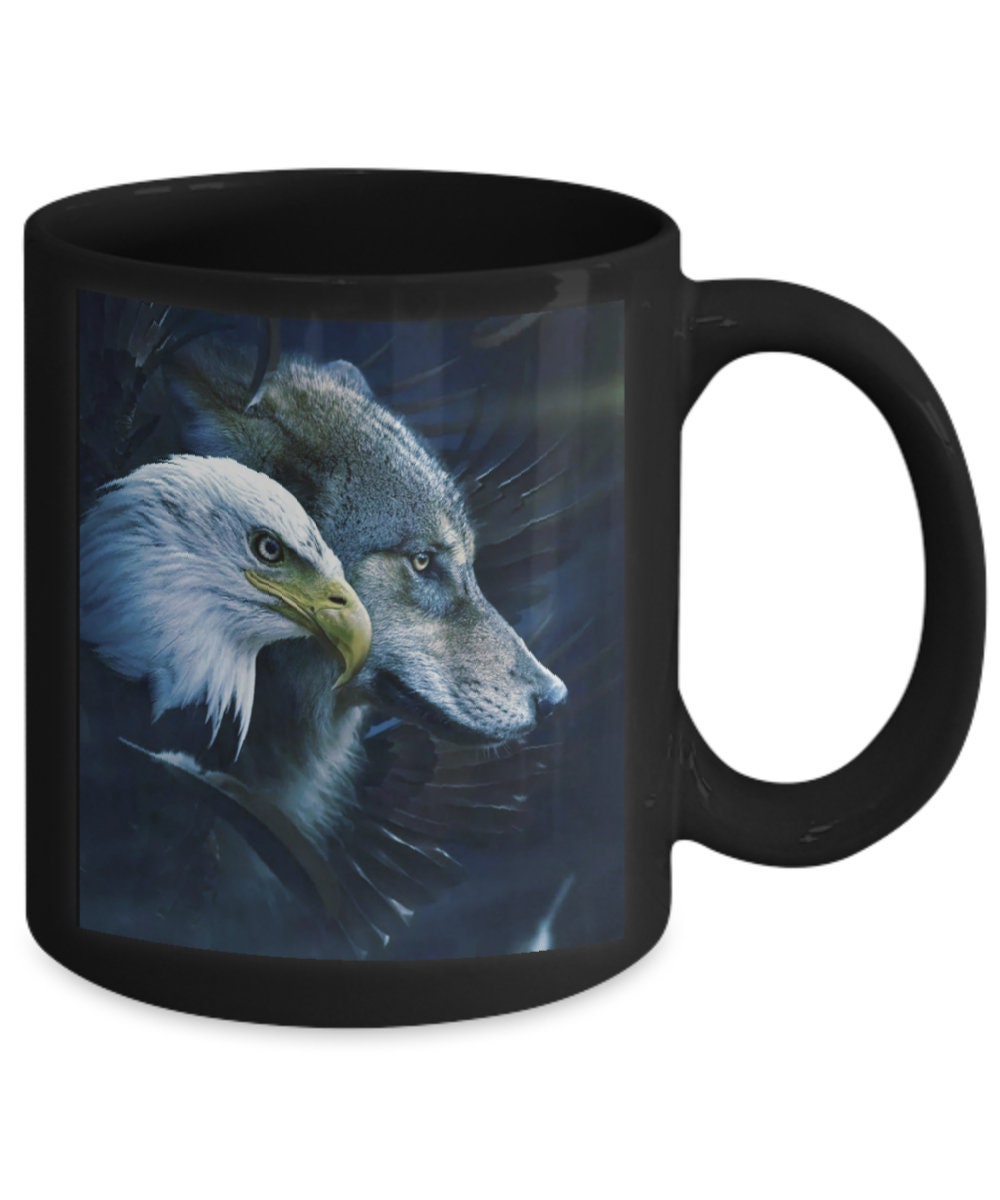I love eagles and wolves Wolf and eagle mug Dad gift mug