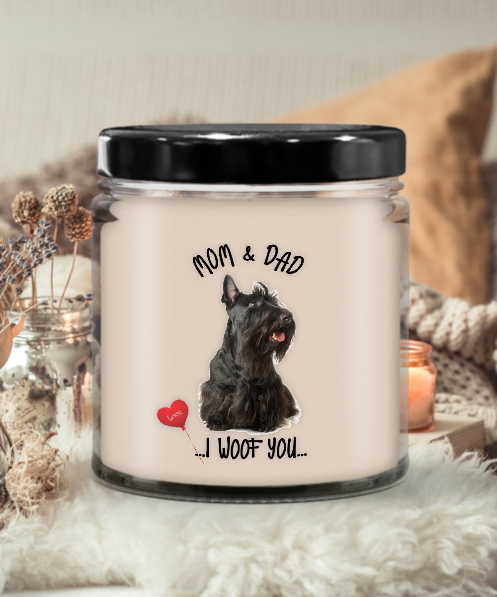 Scotty Dog Mom and Dad I Woof You Vanilla Scented Candle