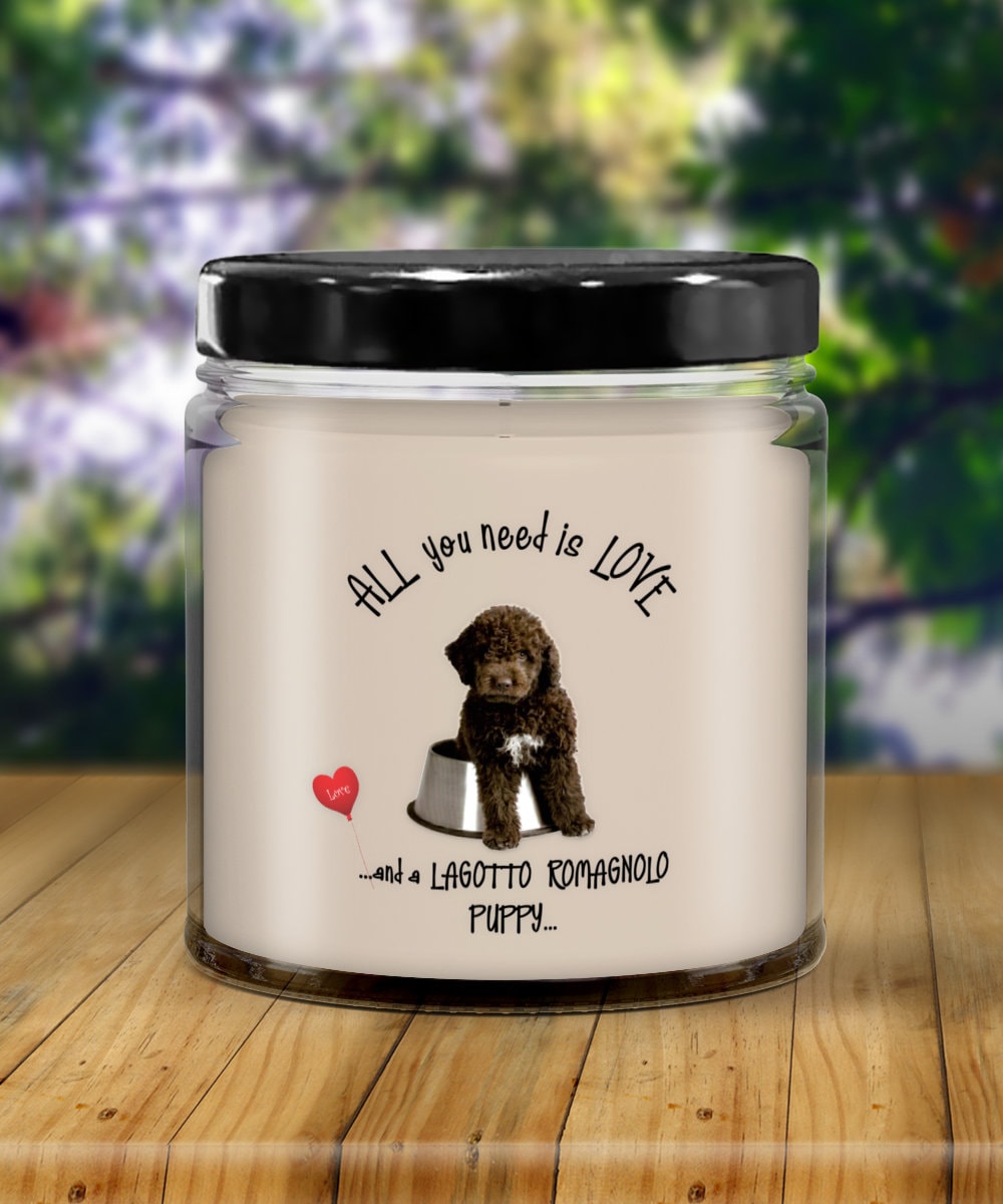 All you need is love and a Lagotto Romagnolo candle gift