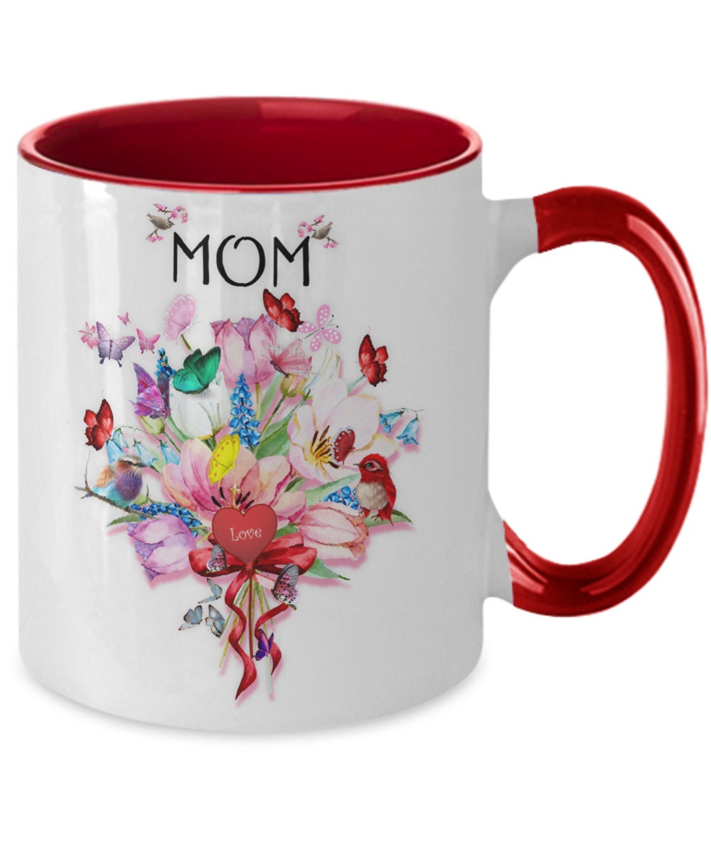 Mom Coffee Mug with Floral Design Perfect Mothers Day Gift