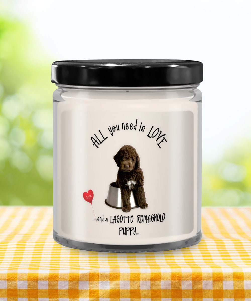 All you need is love and a Lagotto Romagnolo candle gift