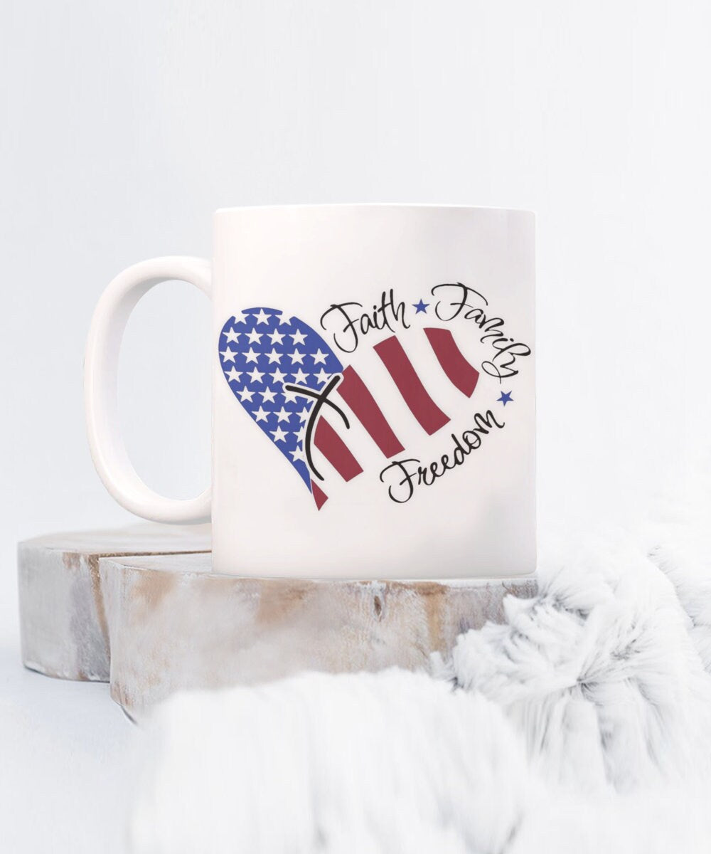 Faith Family Freedom Patriotic Coffee Mug for Everyday Use