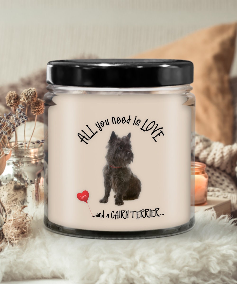 All you need is love and a Cairn Terrier dog candle gift