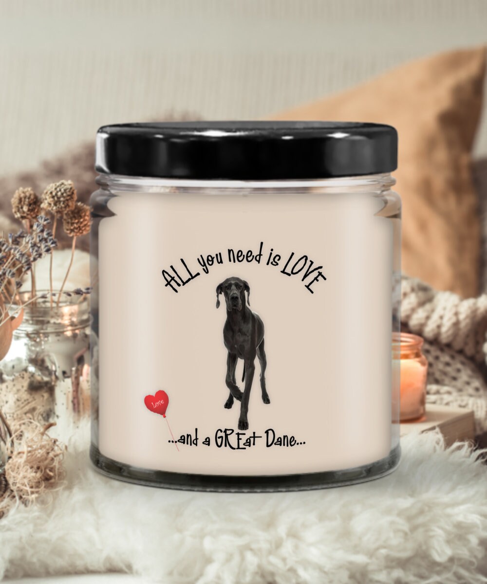 All you need is love with this Great Dane dog candle gift