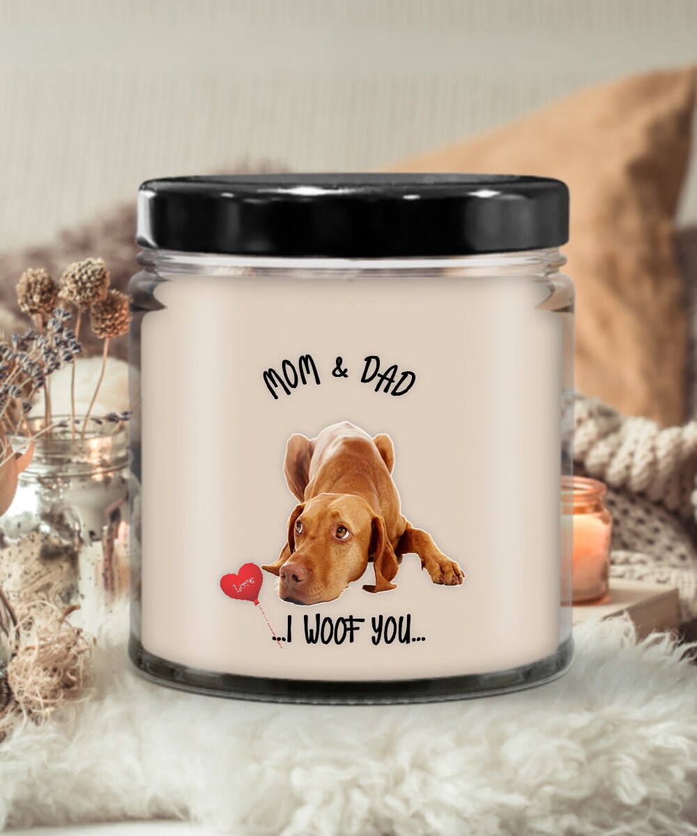 Vizsla Candle I Woof You Vanilla Gift for Dog Lovers