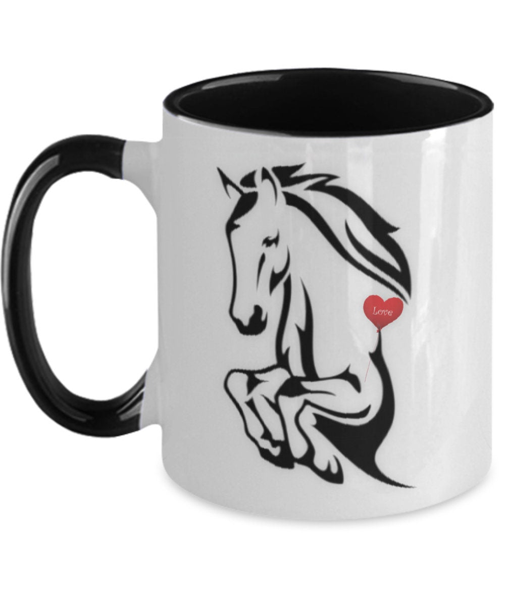 I love horses ceramic coffee mug with unique horse design gift