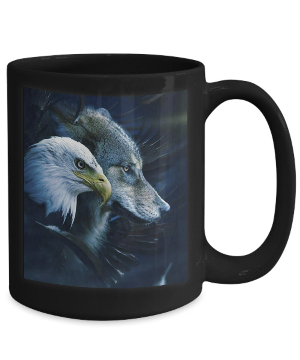 I love eagles and wolves Wolf and eagle mug Dad gift mug