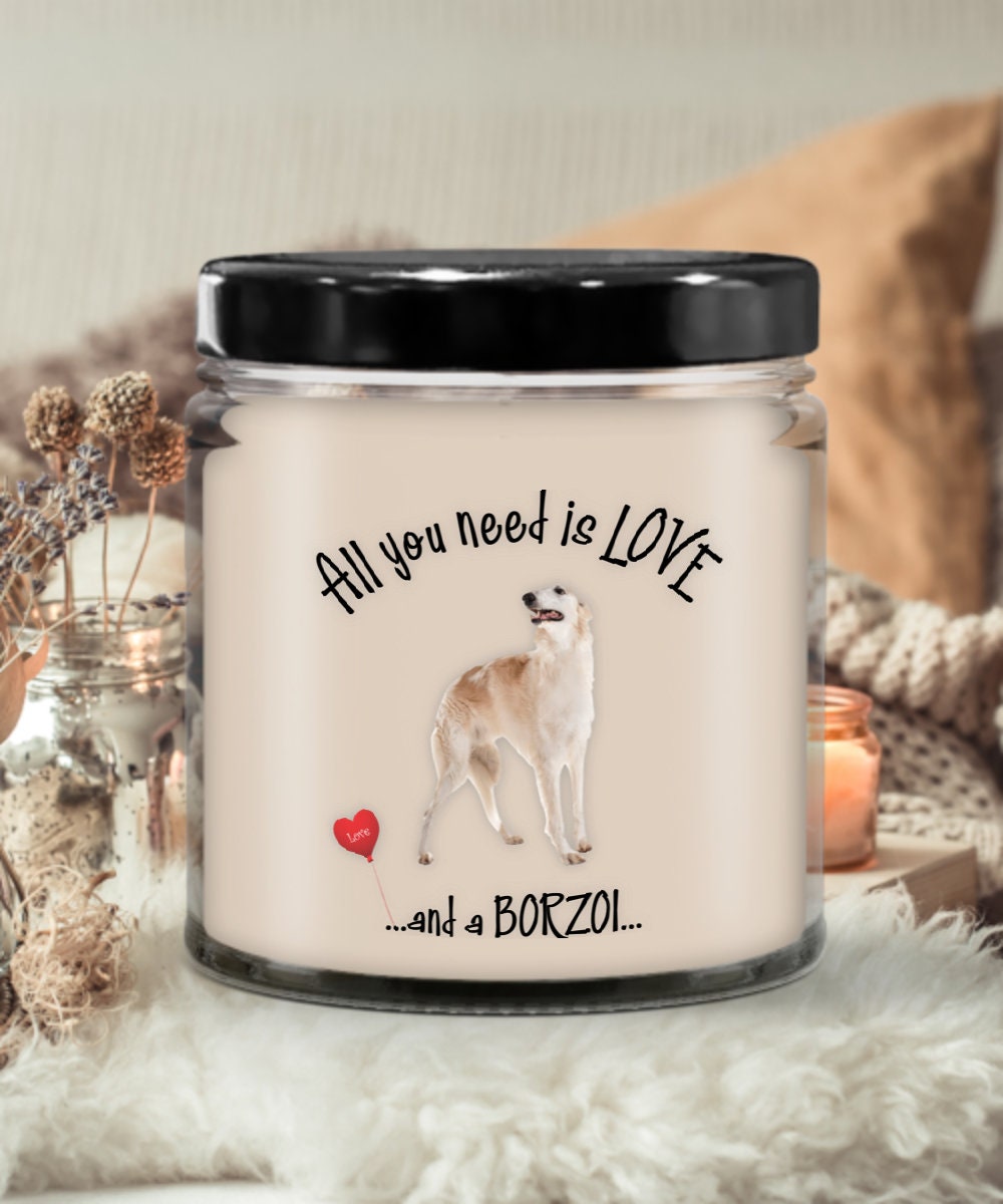 All You Need Is Love and a Borzoi Dog Candle Gift