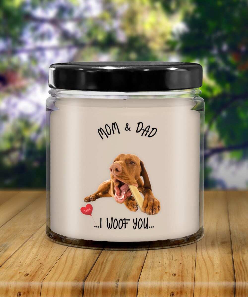 Mom Dad I Woof You Vanilla Candle Vizsla Dog Gift