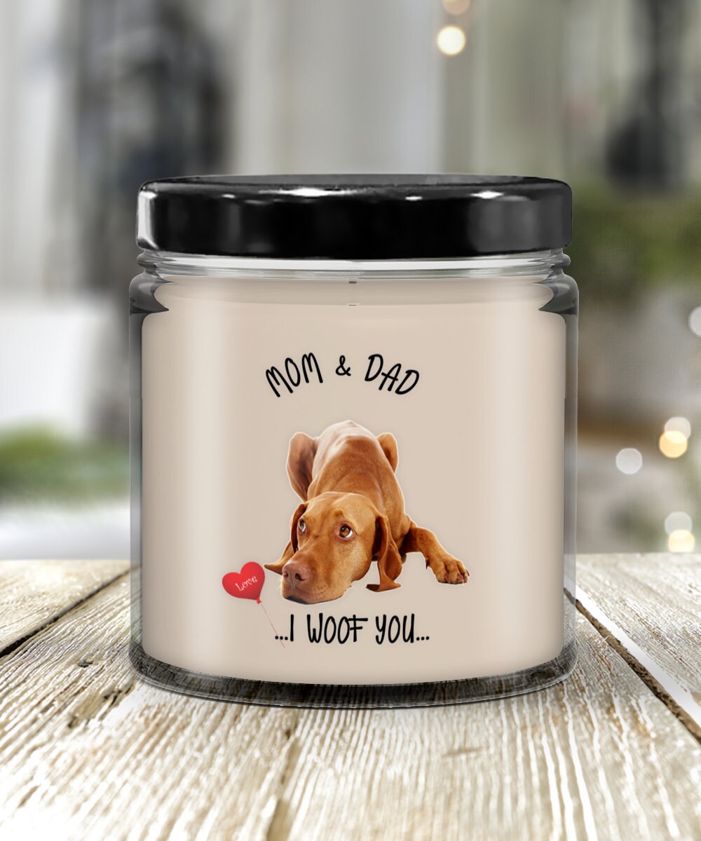 Vizsla Candle I Woof You Vanilla Gift for Dog Lovers