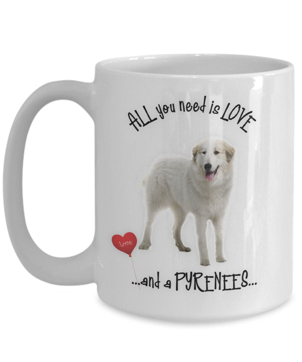 Show your love for Pyrenees dogs with this charming coffee mug