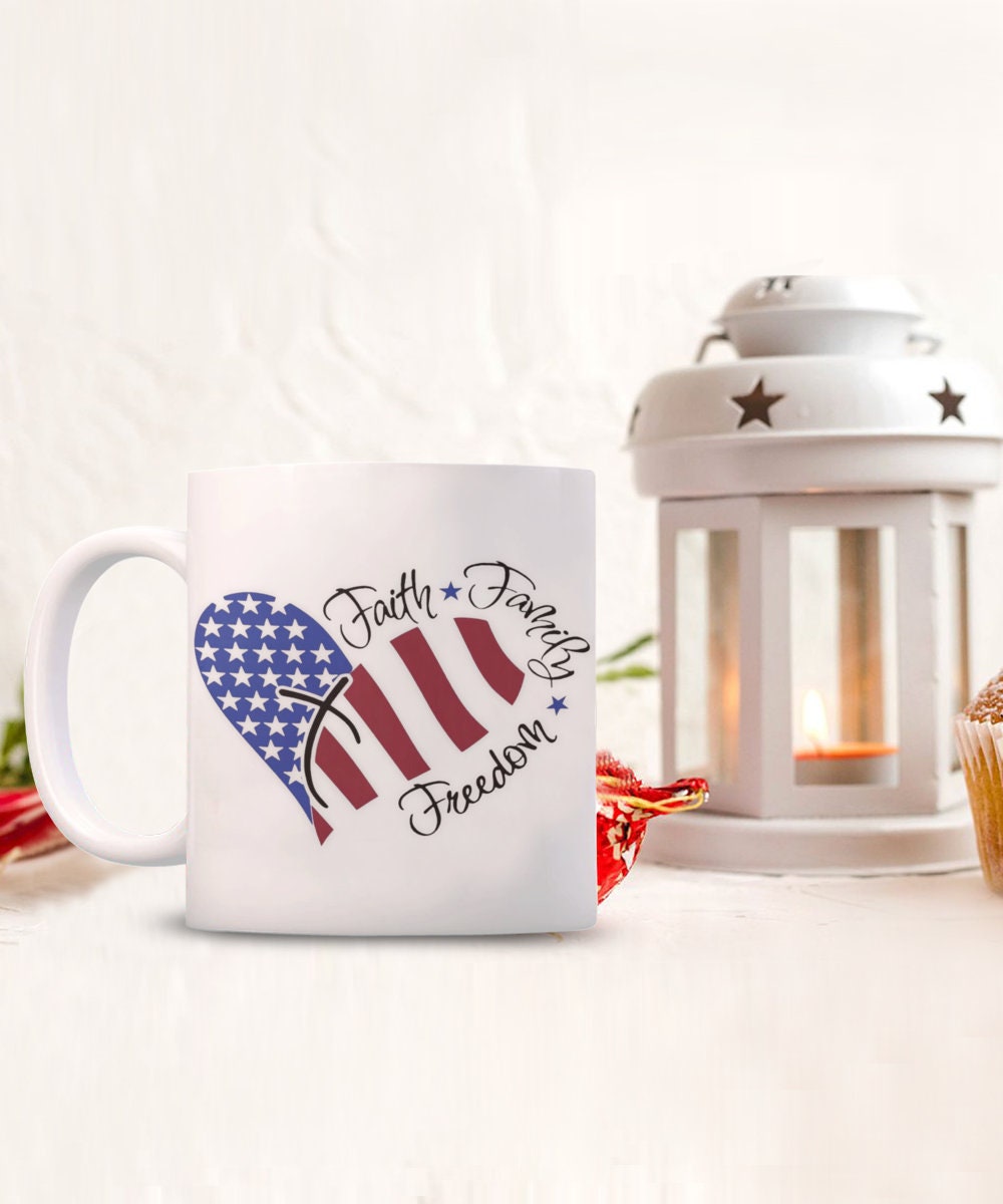 Faith Family Freedom Patriotic Coffee Mug for Everyday Use