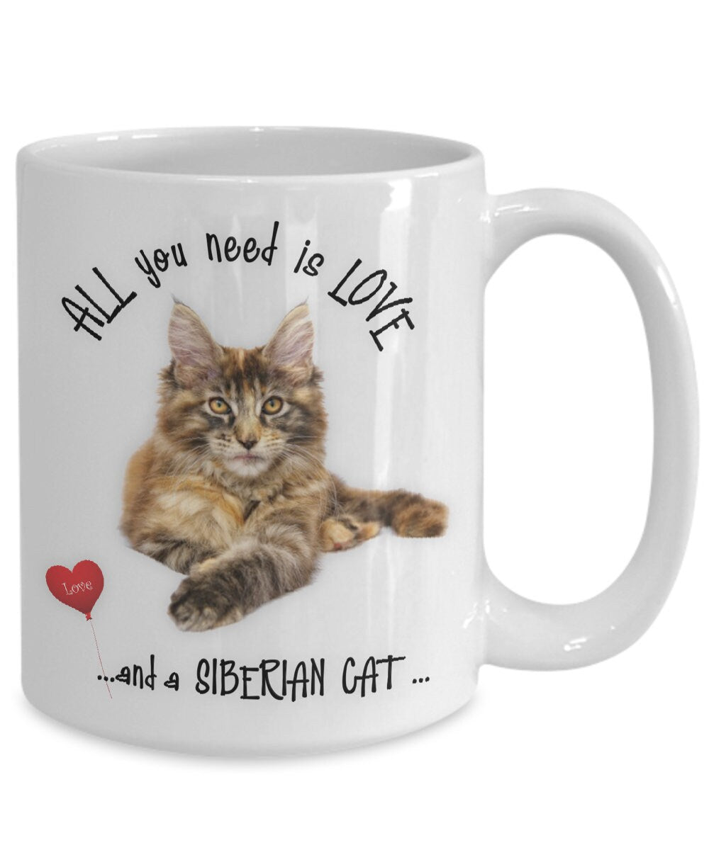 All you need is love and a Siberian cat coffee mug