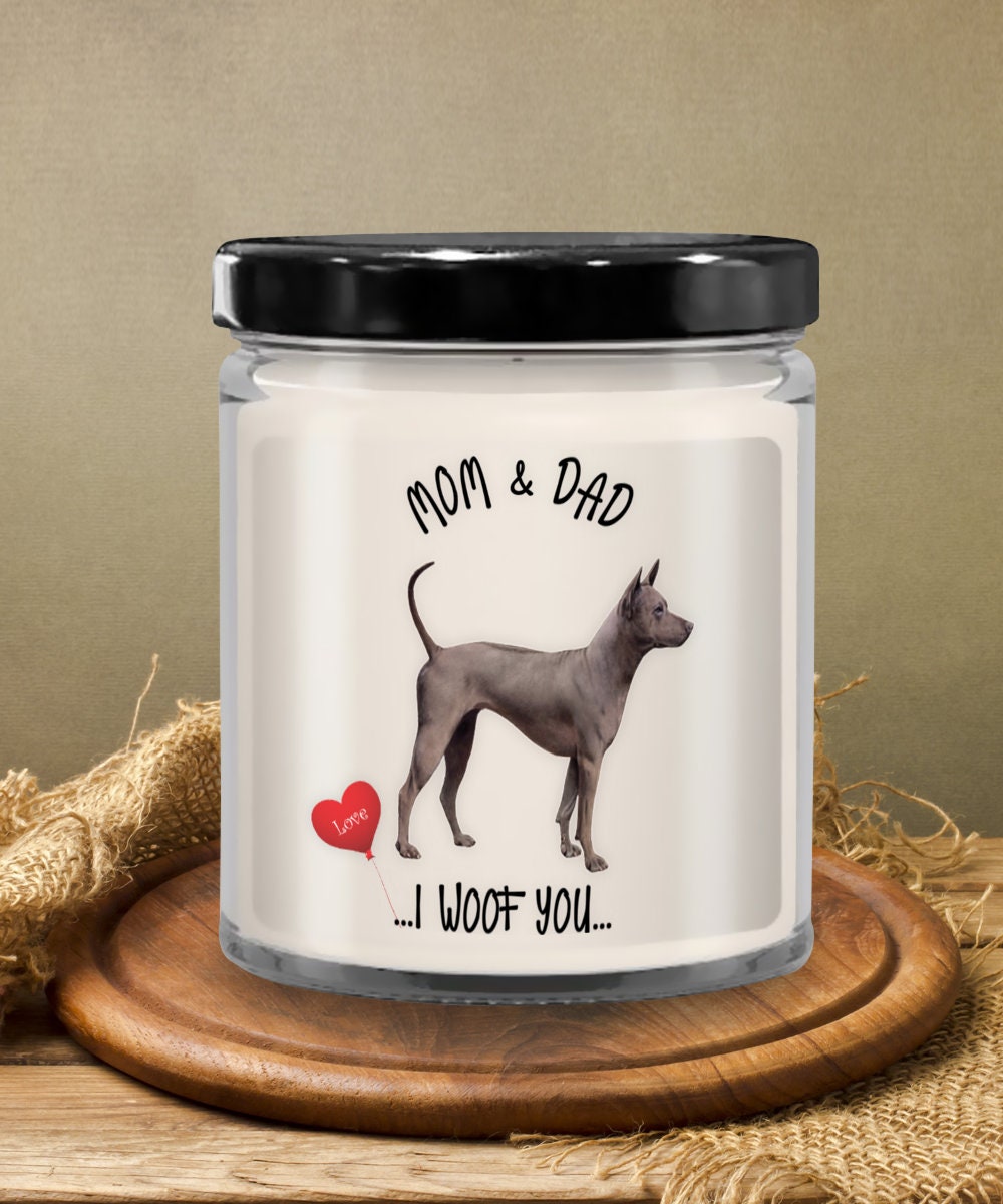 Thai Ridgeback Dog Candle Gift for Mom and Dad I Woof You