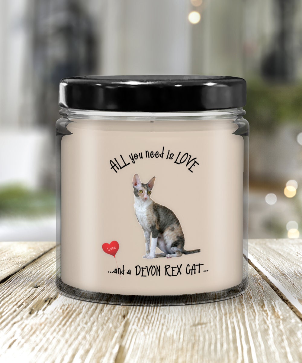 All you need is love and a Devon Rex cat candle gift