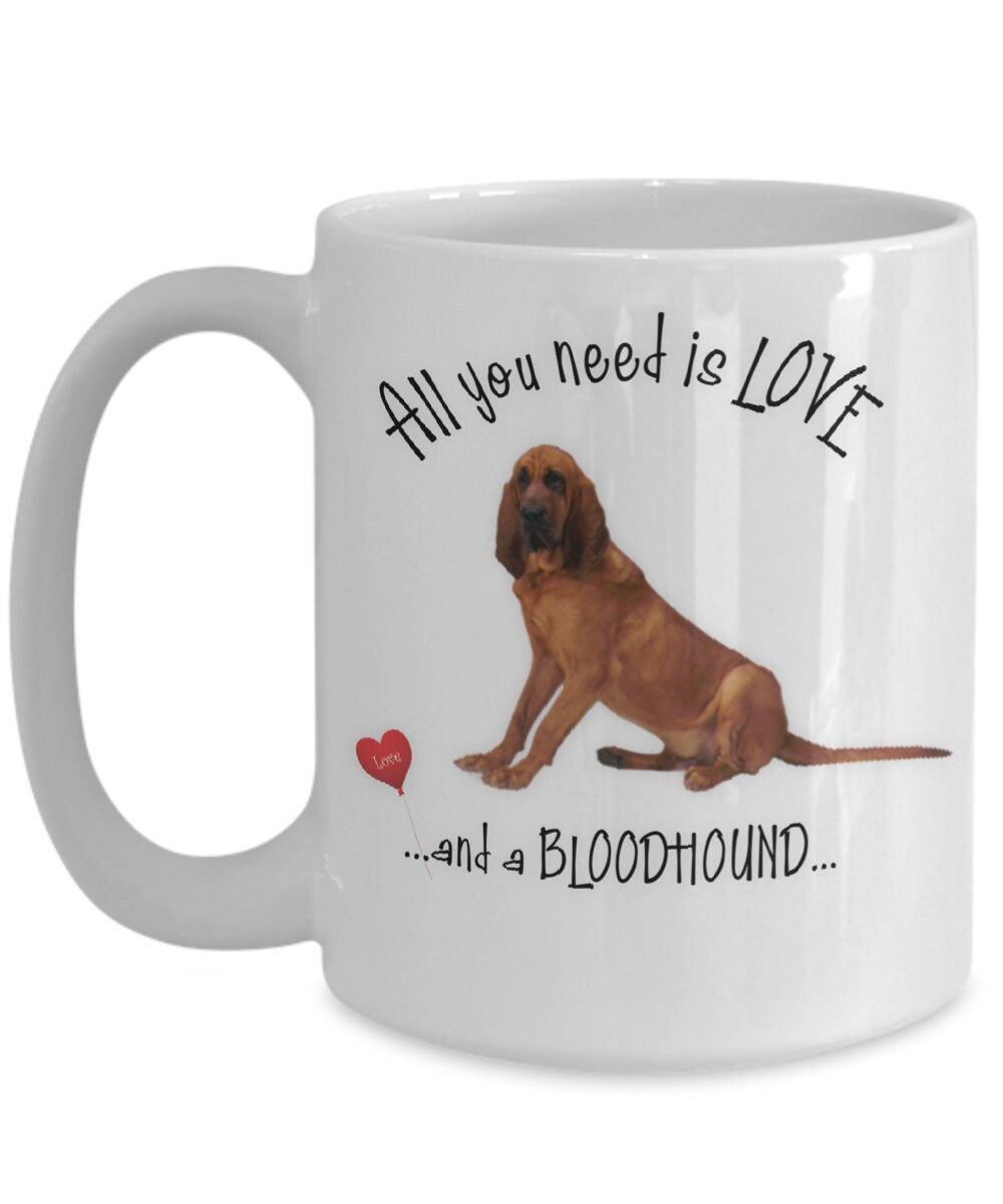 All you need is love and a Bloodhound on this charming mug