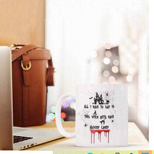 Witch Coffee Mug for Halloween with Spooky Candy Quote