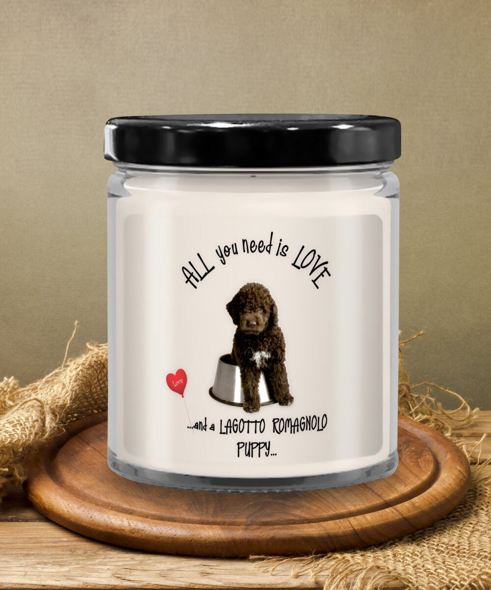 All you need is love and a Lagotto Romagnolo candle gift