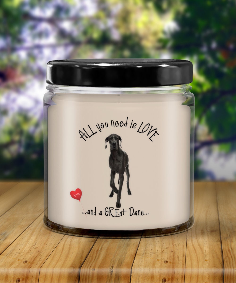 All you need is love with this Great Dane dog candle gift