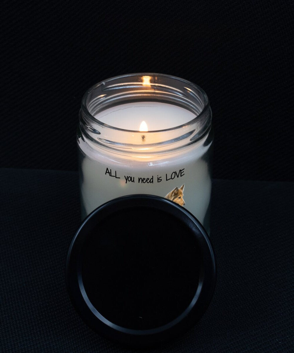 All you need is love and a Sheltie dog candle
