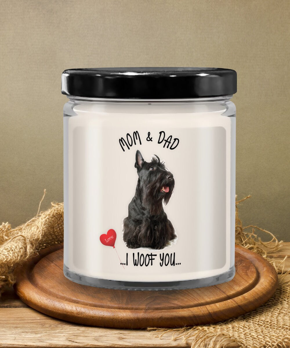 Scotty Dog Mom and Dad I Woof You Vanilla Scented Candle