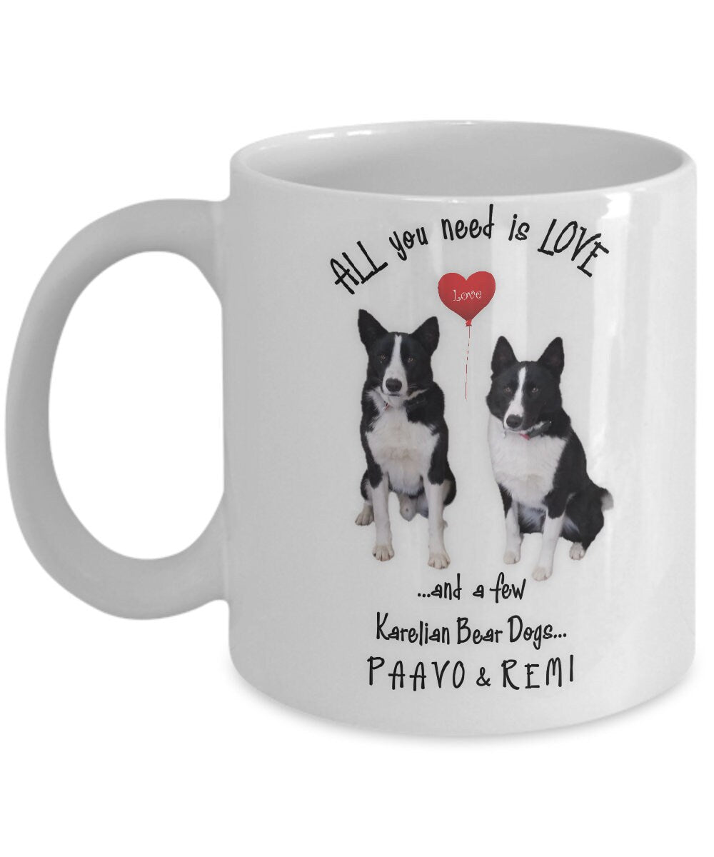 All you need is Love and Karelian Dogs on a charming mug