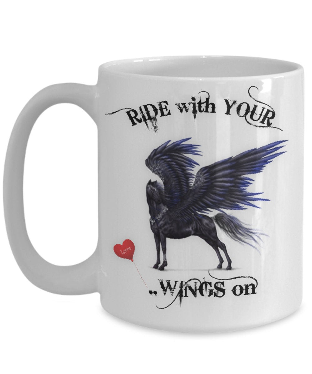 Ride with Your Wings On Horse Art Ceramic Coffee Mug