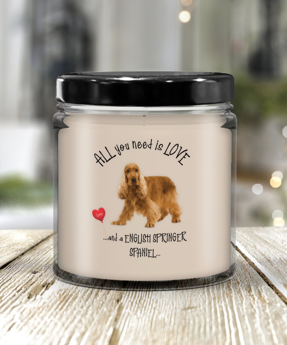 All you need is love with this English Springer Spaniel candle