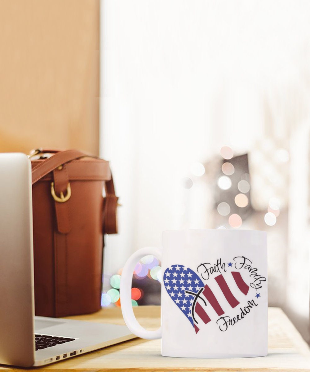 Faith Family Freedom Patriotic Coffee Mug for Everyday Use