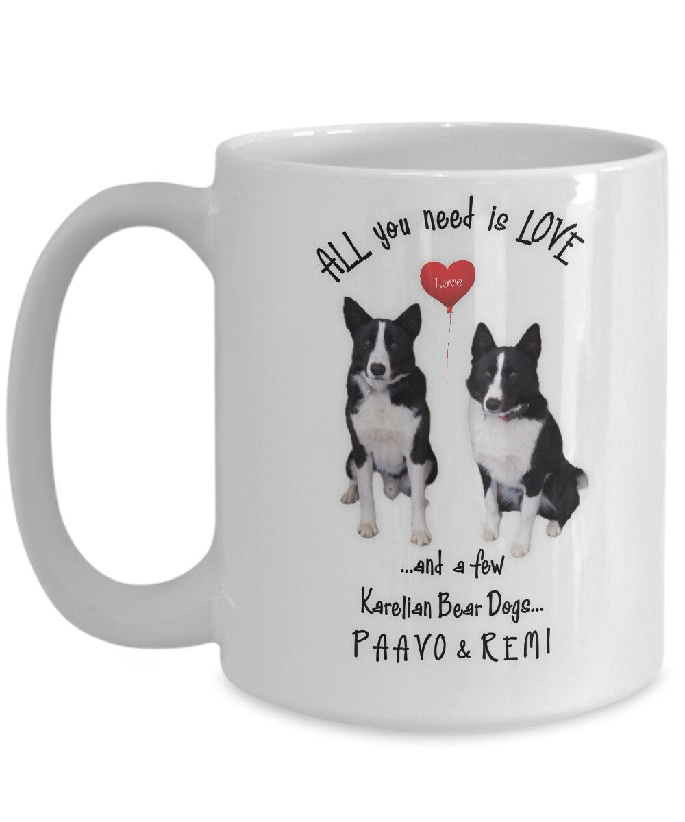 All you need is Love and Karelian Dogs on a charming mug