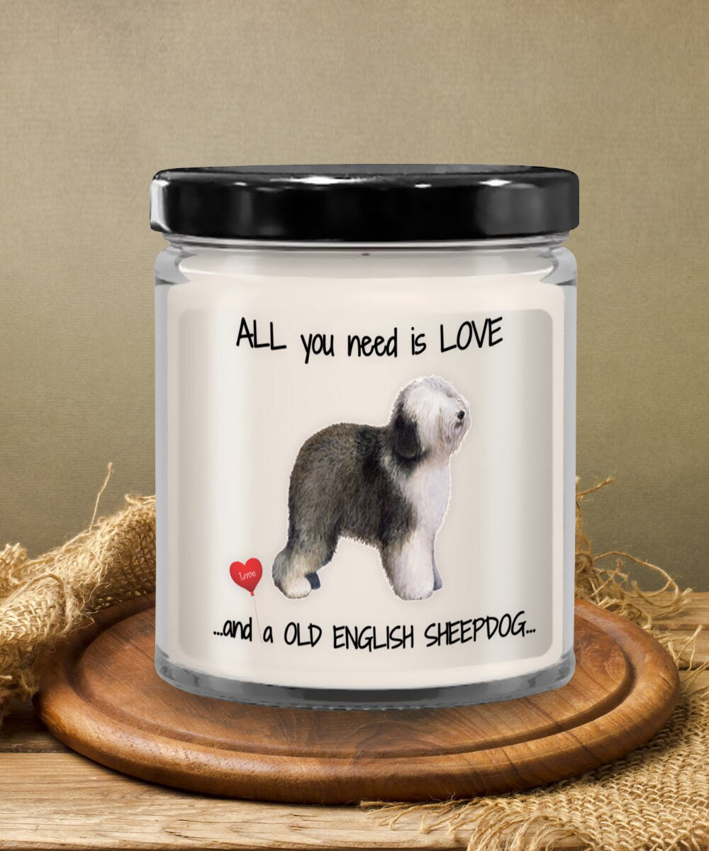 Old English Sheepdog Candle Unique Gift for Dog Lovers