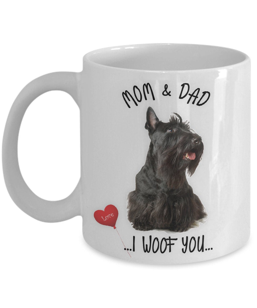 Scotty Dog Mug for Mom and Dad I Woof You Gift