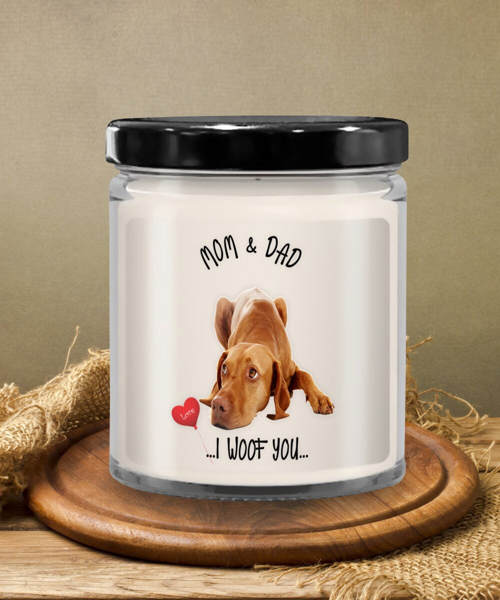 Vizsla Candle I Woof You Vanilla Gift for Dog Lovers