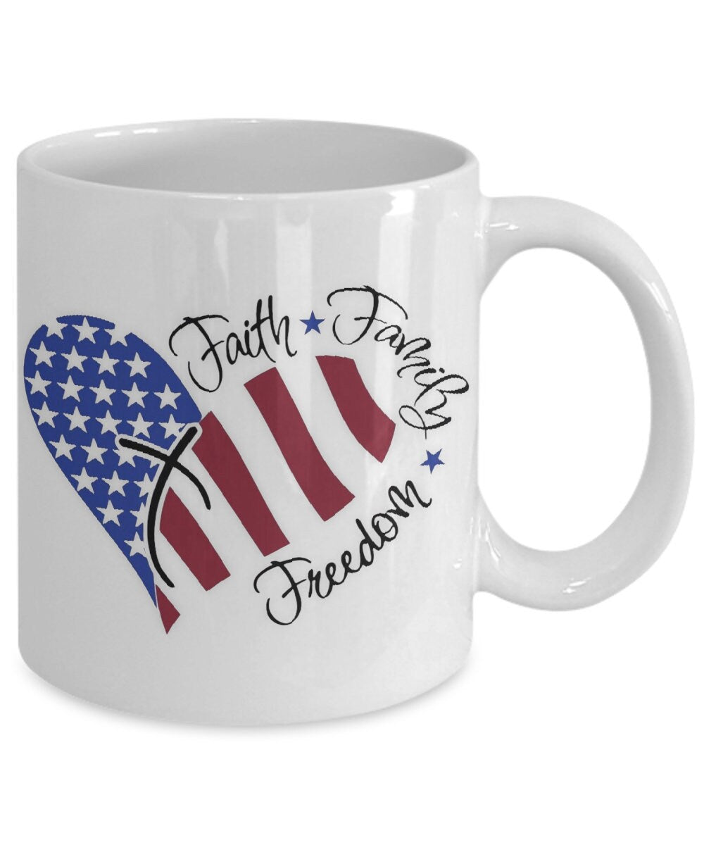 Faith Family Freedom Patriotic Coffee Mug for Everyday Use