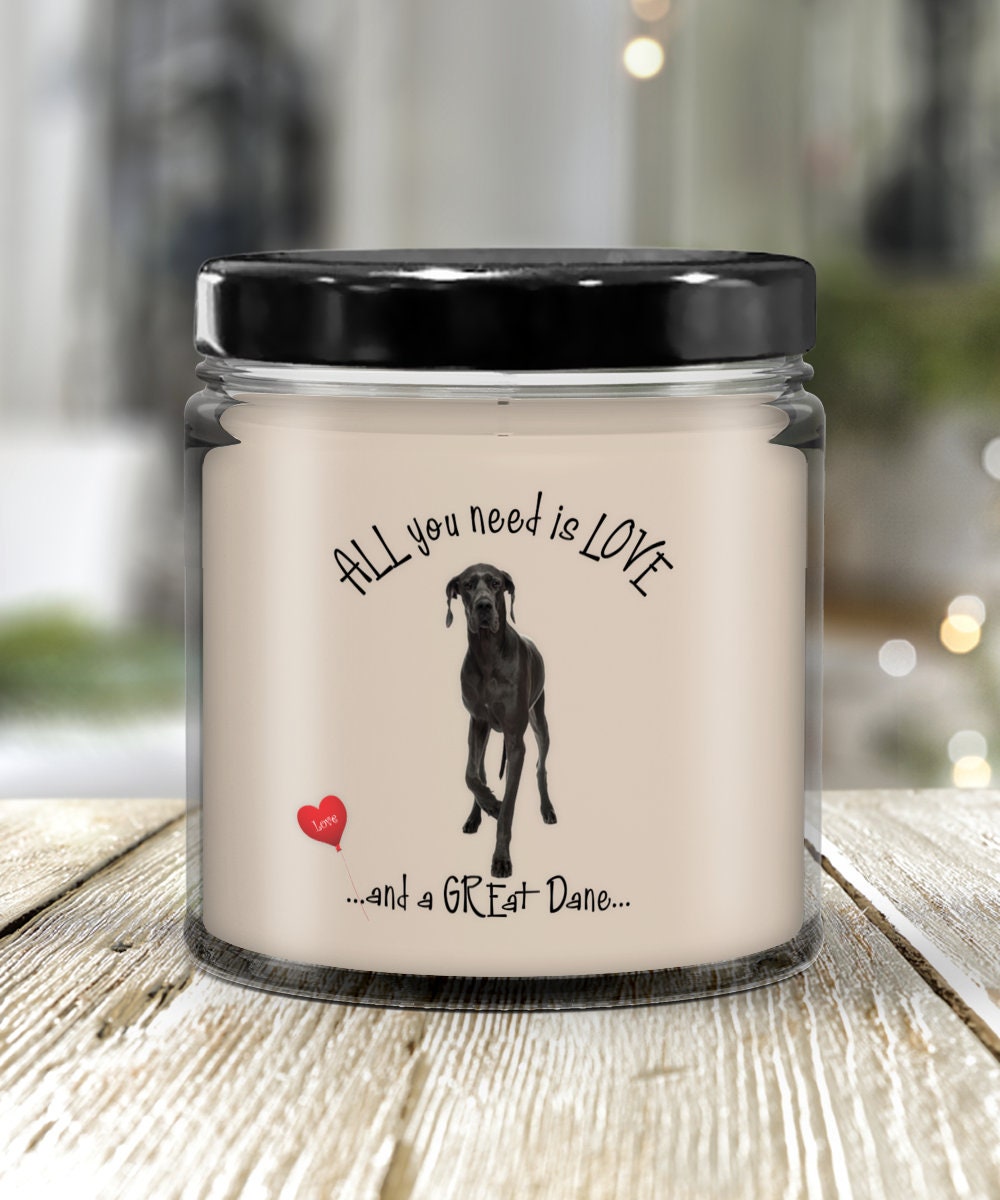 All you need is love with this Great Dane dog candle gift