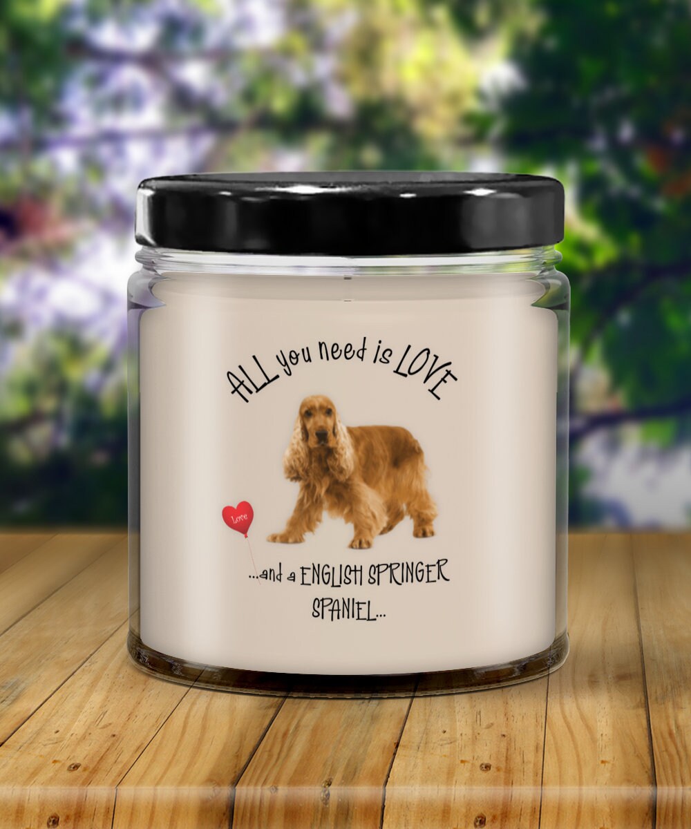 All you need is love with this English Springer Spaniel candle