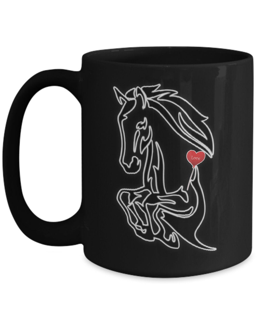 I love my horse black coffee mug for horse lovers and gifts