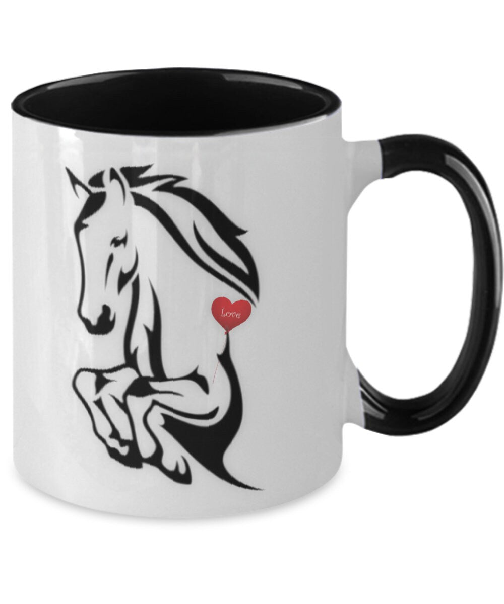 I love horses ceramic coffee mug with unique horse design gift