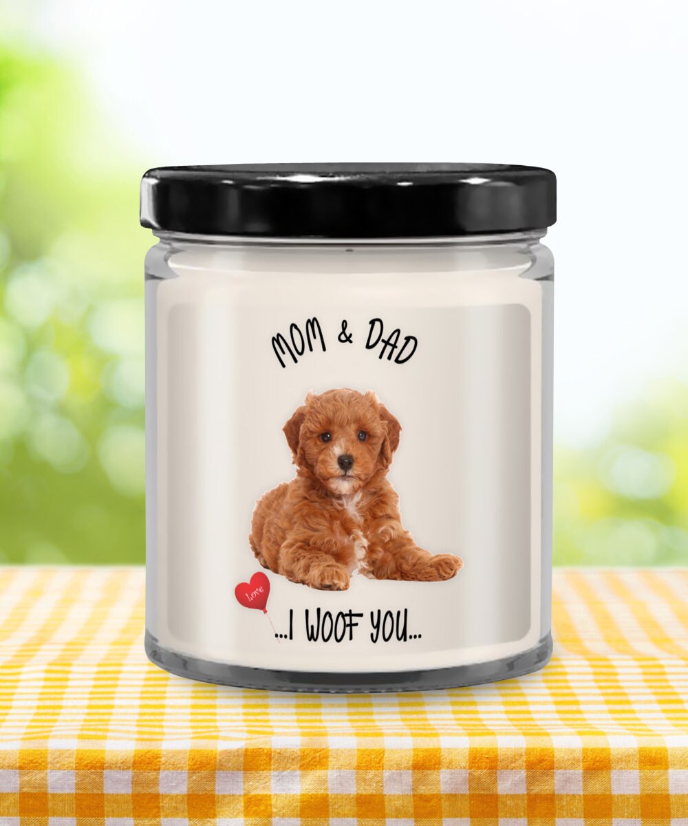 Mom and Dad I Woof You Cavapoo Dog Candle Gift