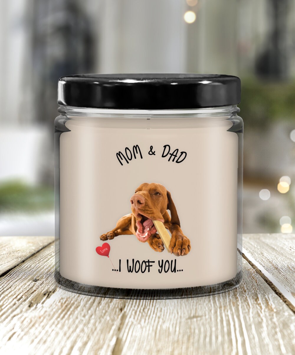 Mom Dad I Woof You Vanilla Candle Vizsla Dog Gift