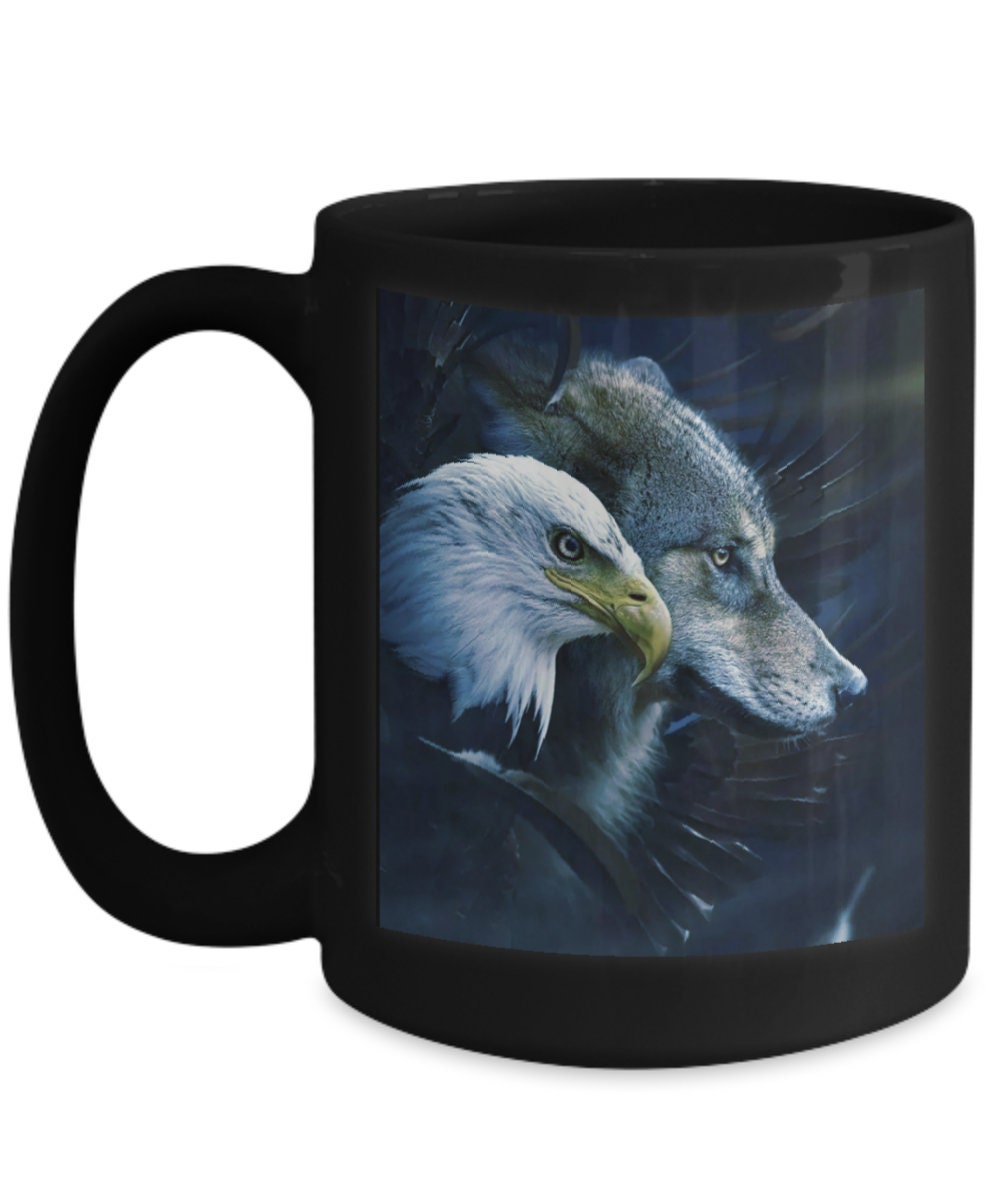I love eagles and wolves Wolf and eagle mug Dad gift mug