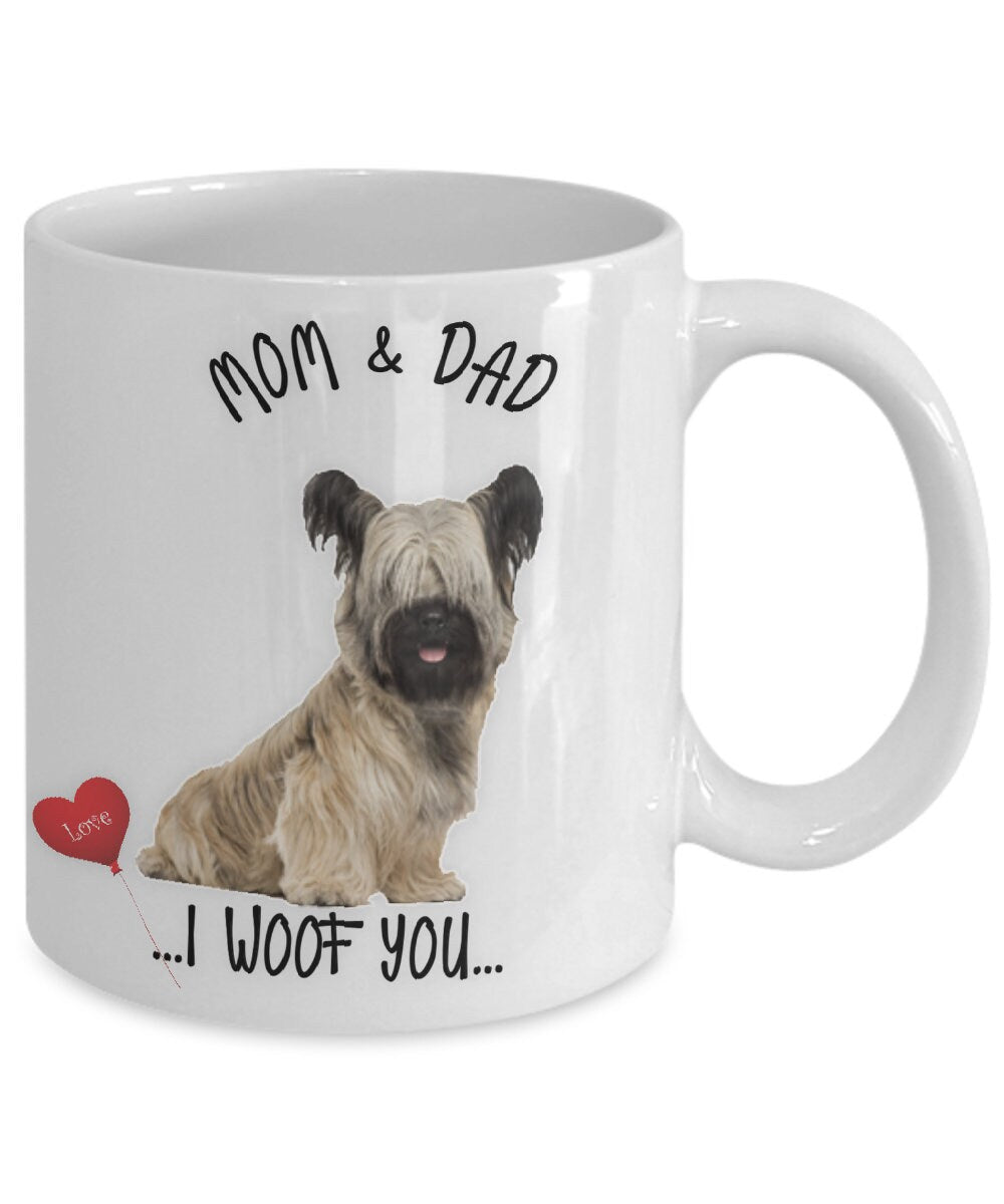 Skye Terrier Dog Mug I Woof You Gift for Mom and Dad
