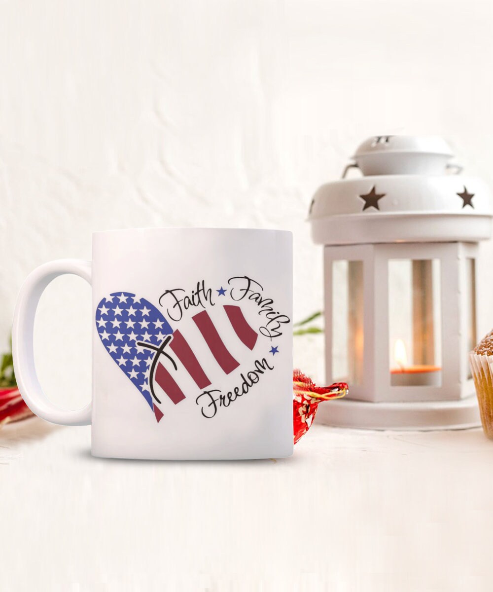 Faith Family Freedom Patriotic Coffee Mug for Everyday Use