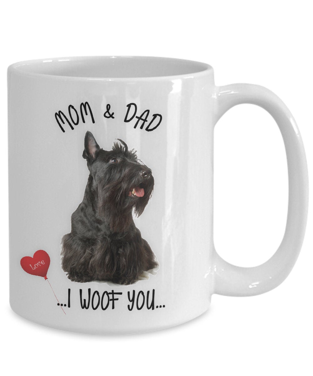 Scotty Dog Mug for Mom and Dad I Woof You Gift
