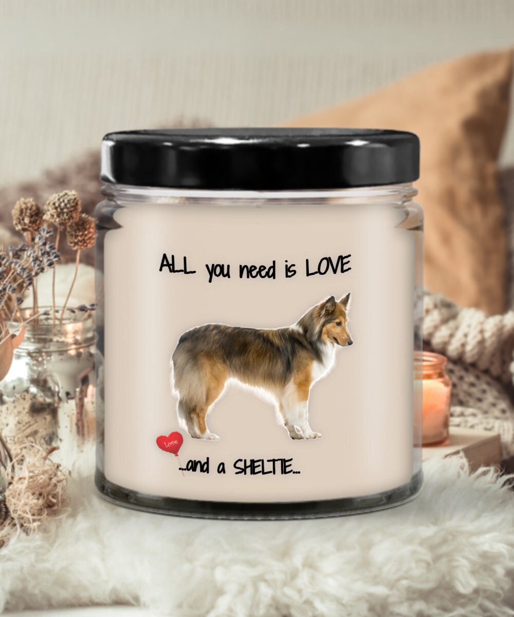 All you need is love and a Sheltie dog candle