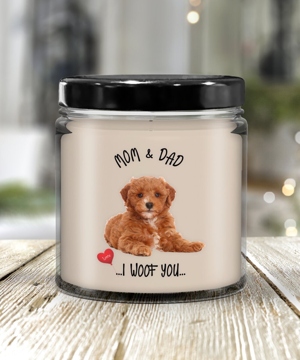 Mom and Dad I Woof You Cavapoo Dog Candle Gift