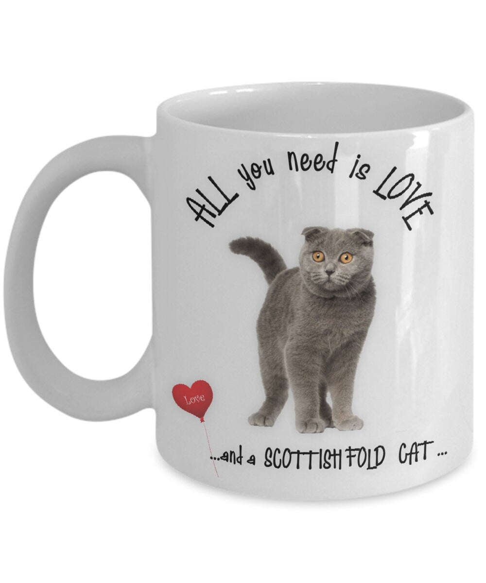 Start your day with this Scottish Fold cat coffee mug gift