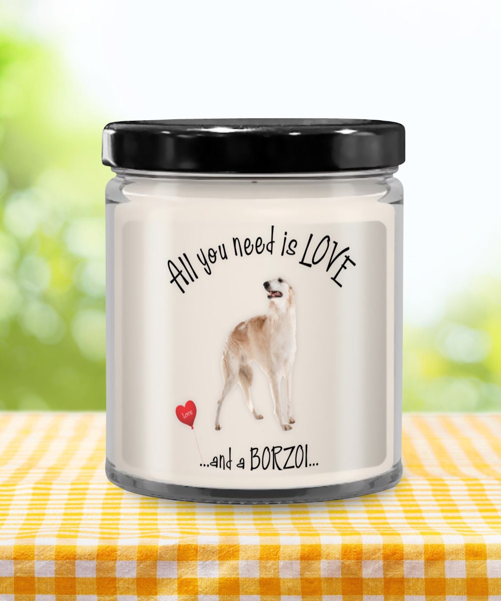 All You Need Is Love and a Borzoi Dog Candle Gift