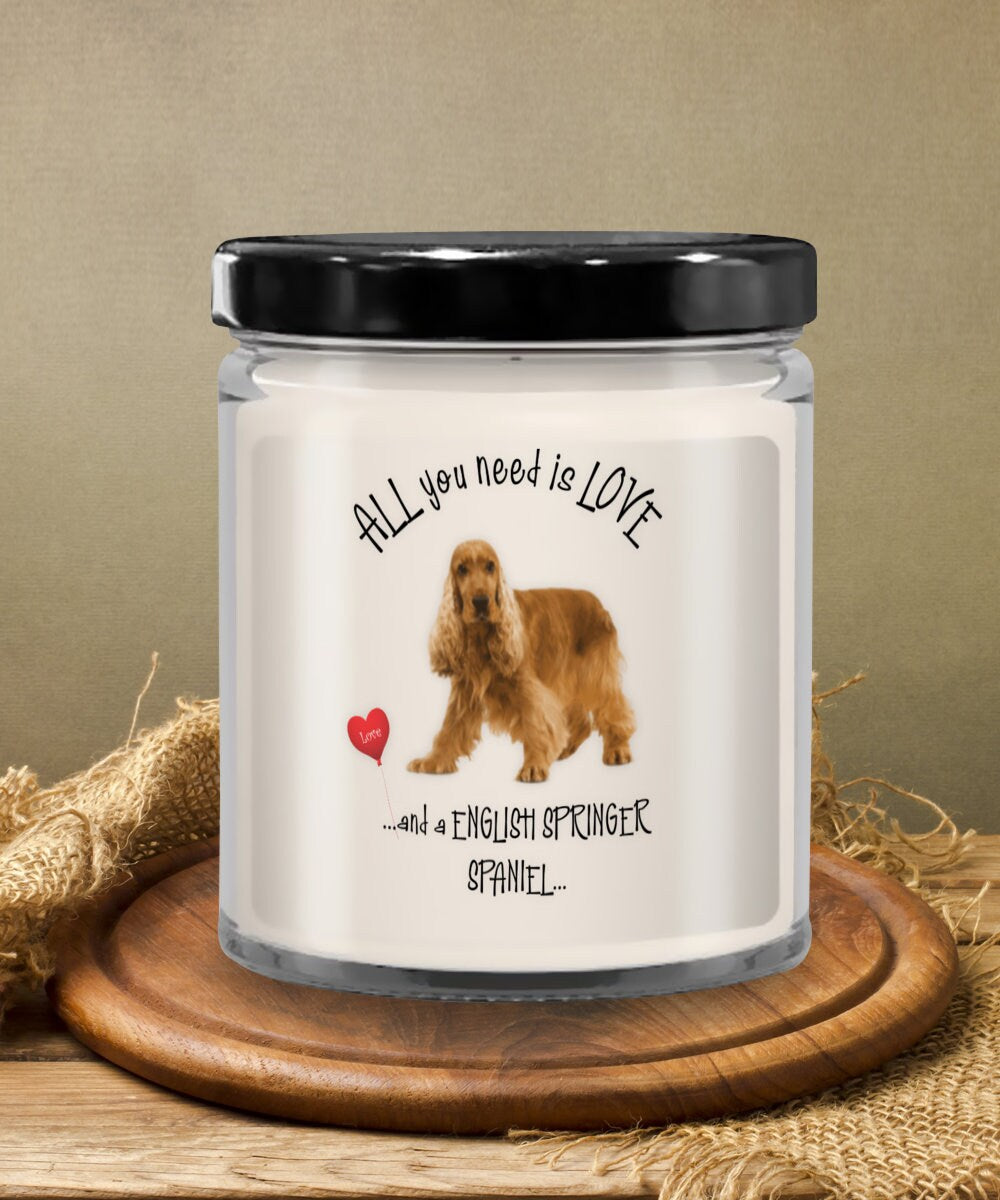 All you need is love with this English Springer Spaniel candle